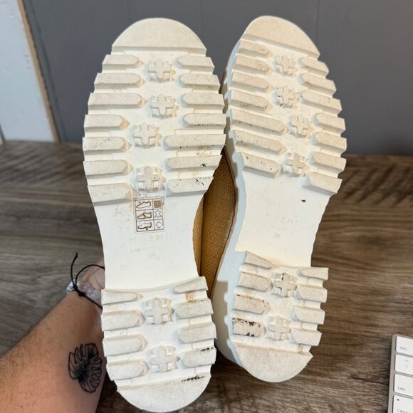 M. Gemi Raffia Lug Sole Loafers Woven Fabric Chunky Rubber Sole Sz 38 US 7.5 - Picture 8 of 8